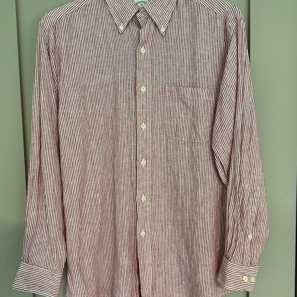 Brooks Brothers Red and White Striped Button Down Shirt